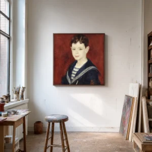 Framed print of Fernand Halphen enfant hanging on a wall in a furnished room