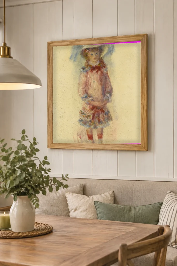 Framed print of Georgette Charpentier Standing hanging on a wall in a furnished room