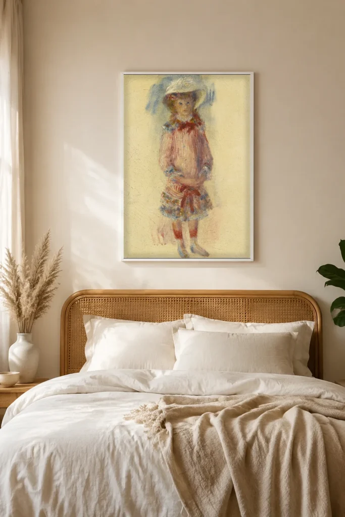 Framed print of Georgette Charpentier Standing hanging on a wall in a furnished room