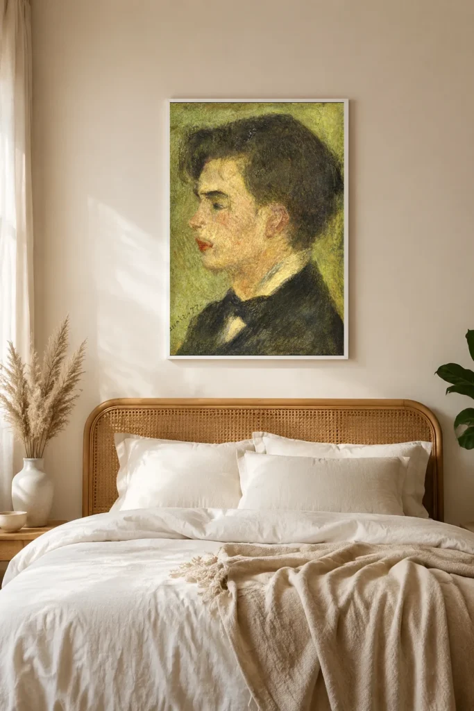 Framed print of Georges Rivière hanging on a wall in a furnished room