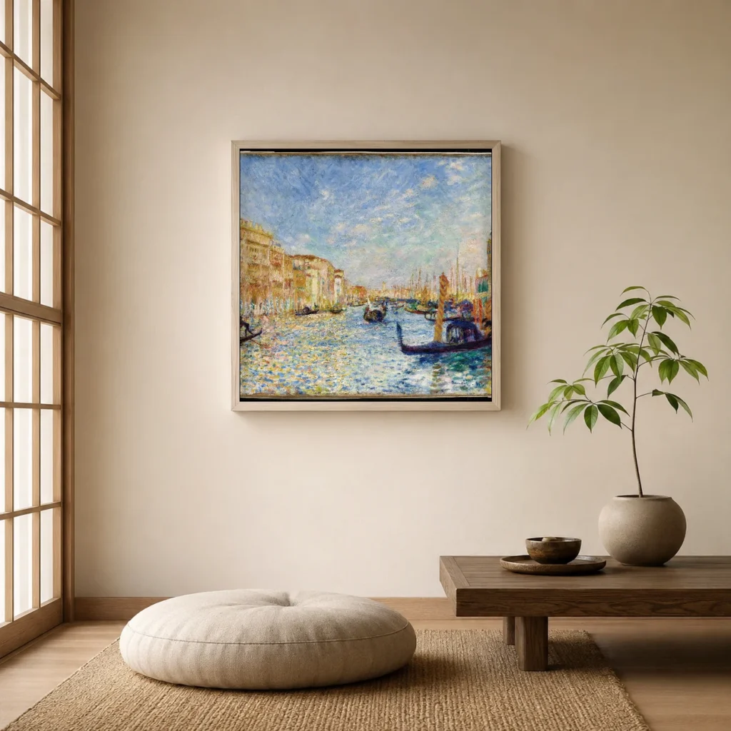 Framed print of Grand Canal, Venice hanging on a wall in a furnished room