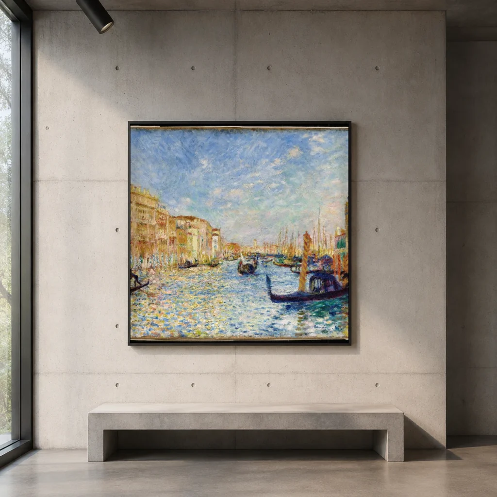 Framed print of Grand Canal, Venice hanging on a wall in a furnished room