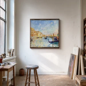 Framed print of Grand Canal, Venice hanging on a wall in a furnished room
