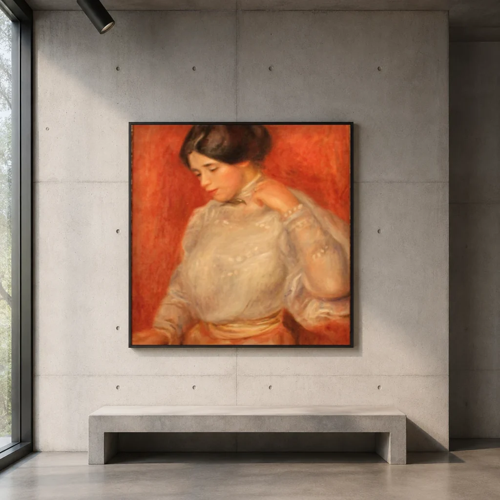 Framed print of Graziella hanging on a wall in a furnished room