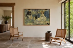 Framed print of Henriot Family (La Famille Henriot) hanging on a wall in a furnished room