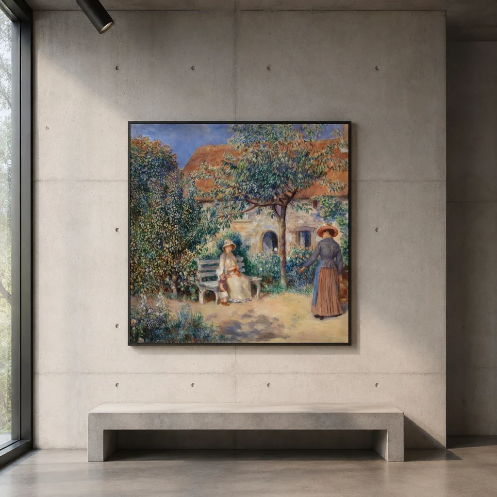 Framed print of In Brittany (En Bretagne) hanging on a wall in a furnished room