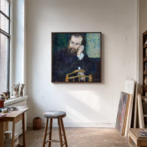 Framed print of Alfred Sisley hanging on a wall in a furnished room