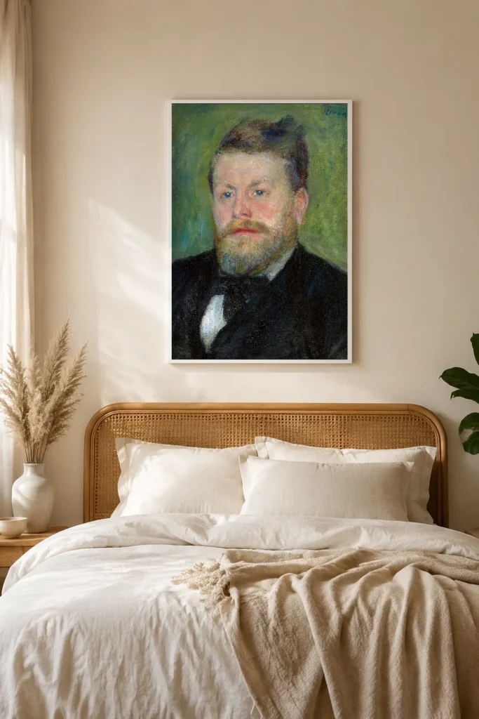 Framed print of Jacques-Eugène Spuller hanging on a wall in a furnished room