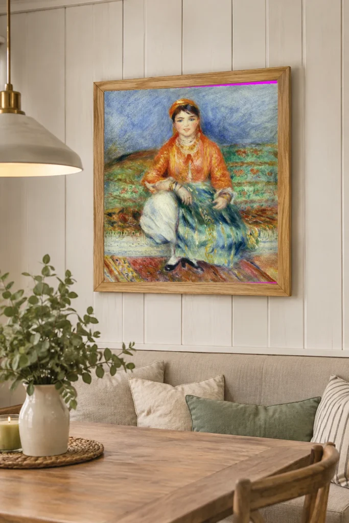 Framed print of Algerian Girl hanging on a wall in a furnished room