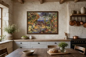 Framed print of L’Estaque hanging on a wall in a furnished room
