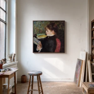 Framed print of The Reader hanging on a wall in a furnished room