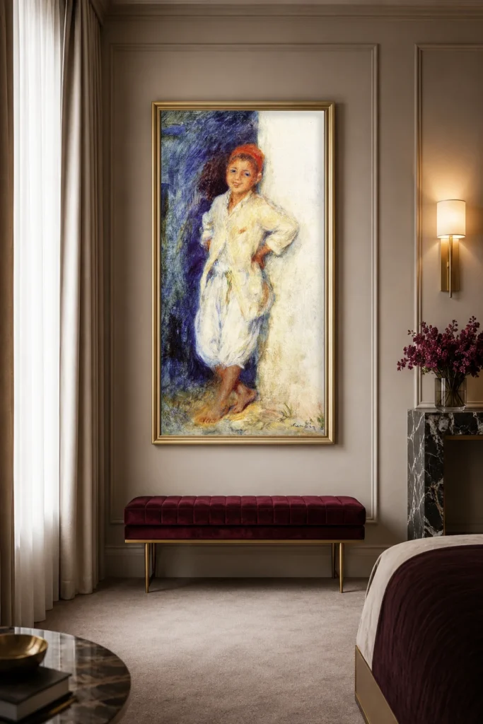 Framed print of Ali, Arab Boy hanging on a wall in a furnished room