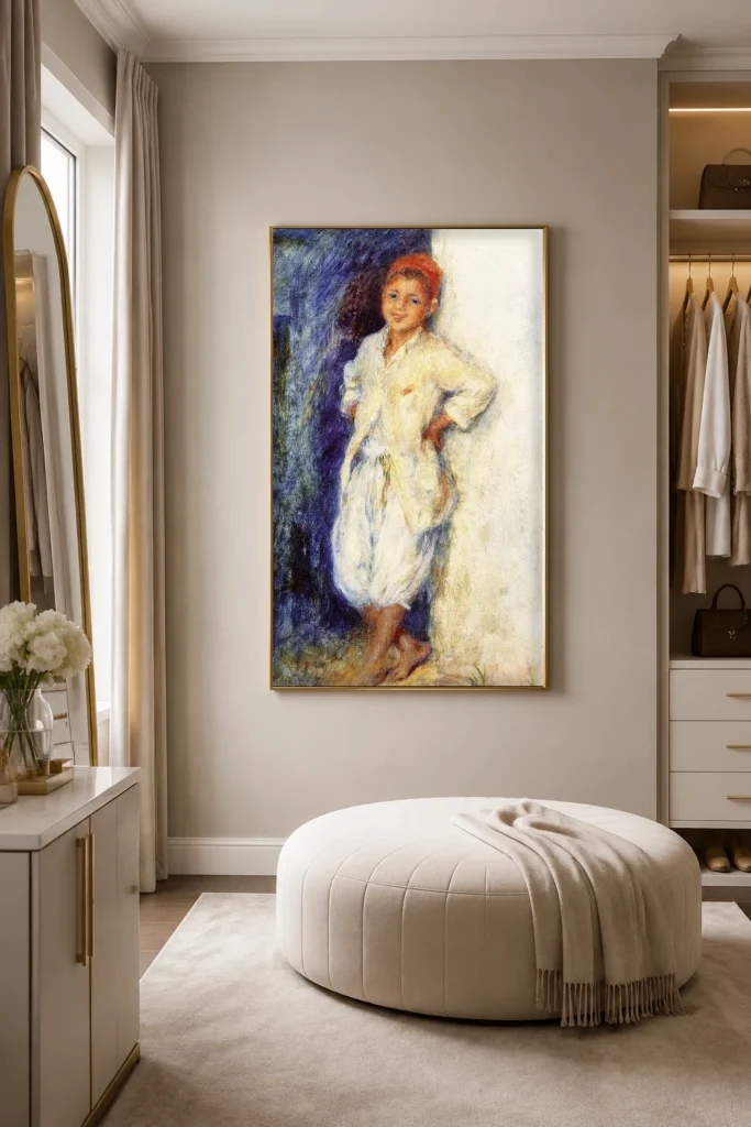 Framed print of Ali, Arab Boy hanging on a wall in a furnished room