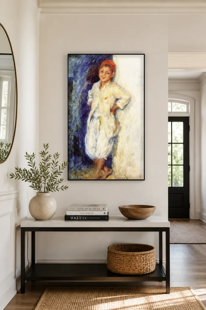 Framed print of Ali, Arab Boy hanging on a wall in a furnished room