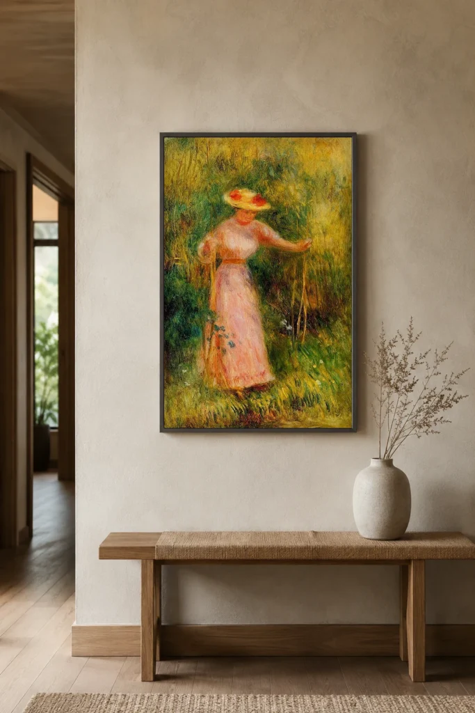 Framed print of The Swing hanging on a wall in a furnished room