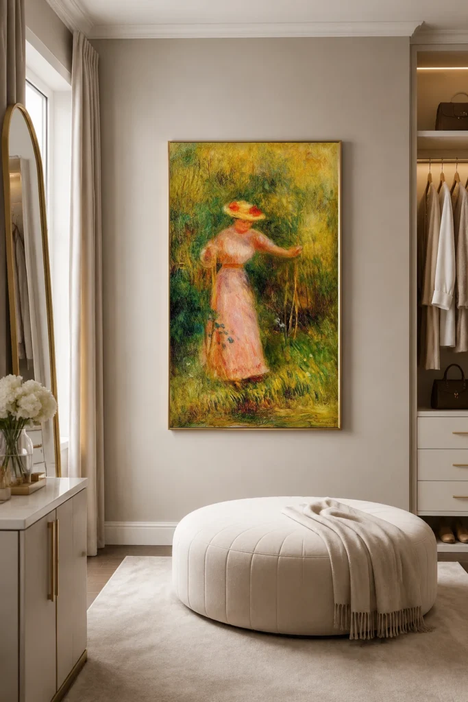 Framed print of The Swing hanging on a wall in a furnished room