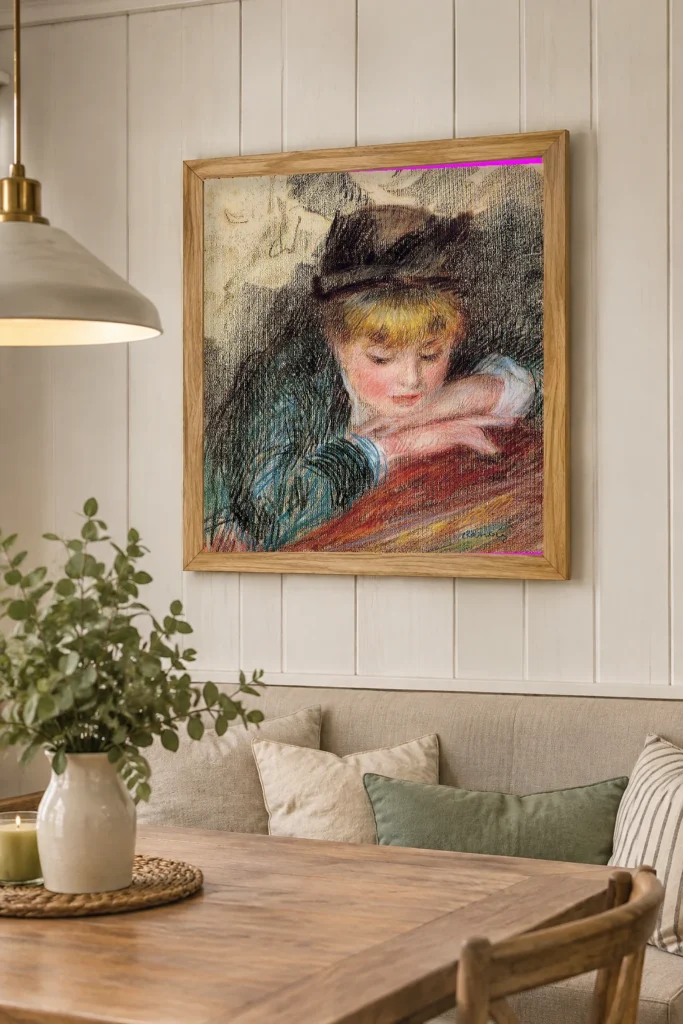 Framed print of The Box hanging on a wall in a furnished room