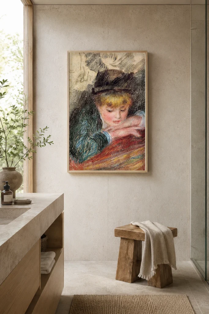 Framed print of The Box hanging on a wall in a furnished room