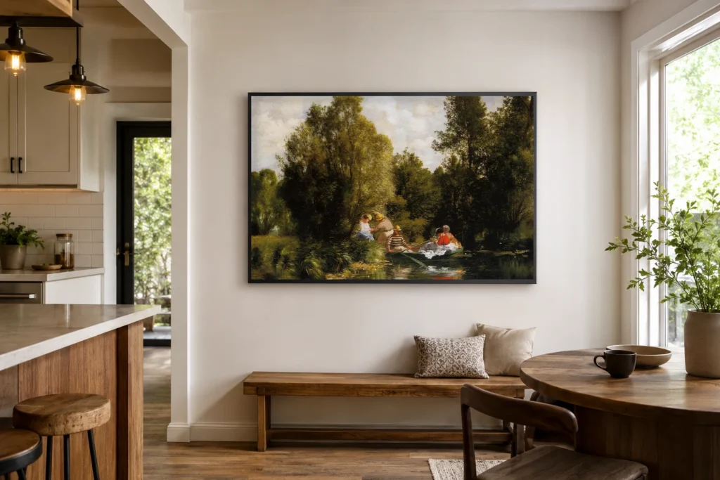 Framed print of The Fairies’ Pond hanging on a wall in a furnished room