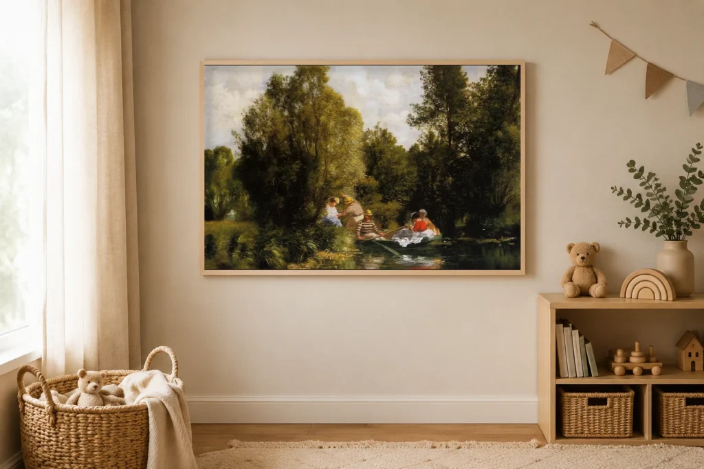 Framed print of The Fairies’ Pond hanging on a wall in a furnished room