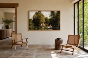 Framed print of The Fairies’ Pond hanging on a wall in a furnished room