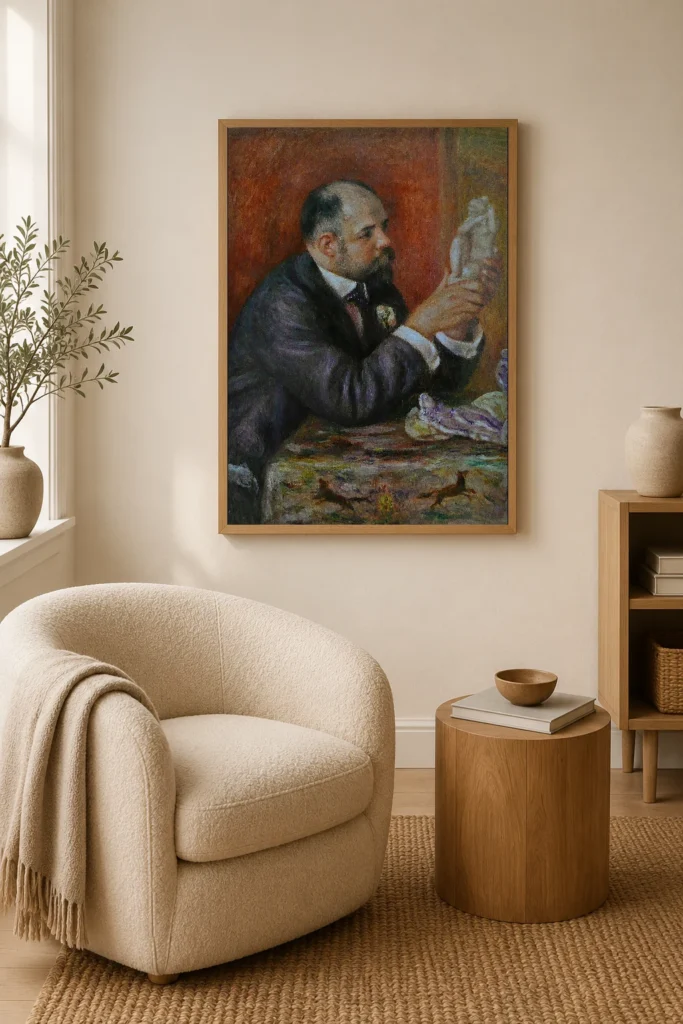 Framed print of Ambroise Vollard hanging on a wall in a furnished room