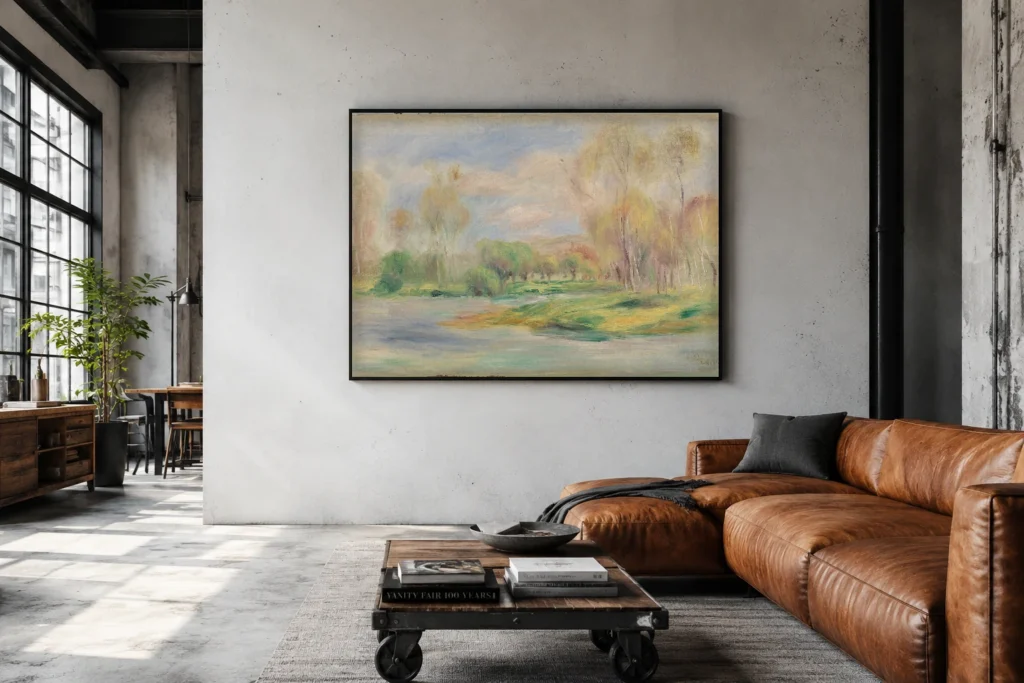 Framed print of Landscape (Paysage) hanging on a wall in a furnished room