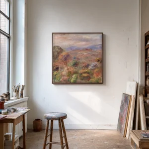 Framed print of Landscape (Paysage) hanging on a wall in a furnished room