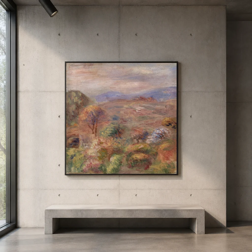 Framed print of Landscape (Paysage) hanging on a wall in a furnished room