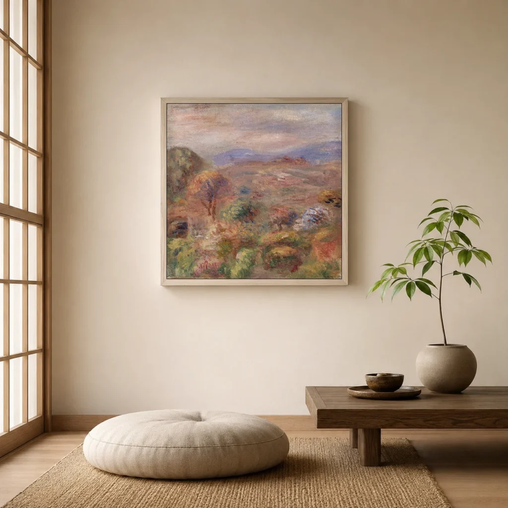 Framed print of Landscape (Paysage) hanging on a wall in a furnished room