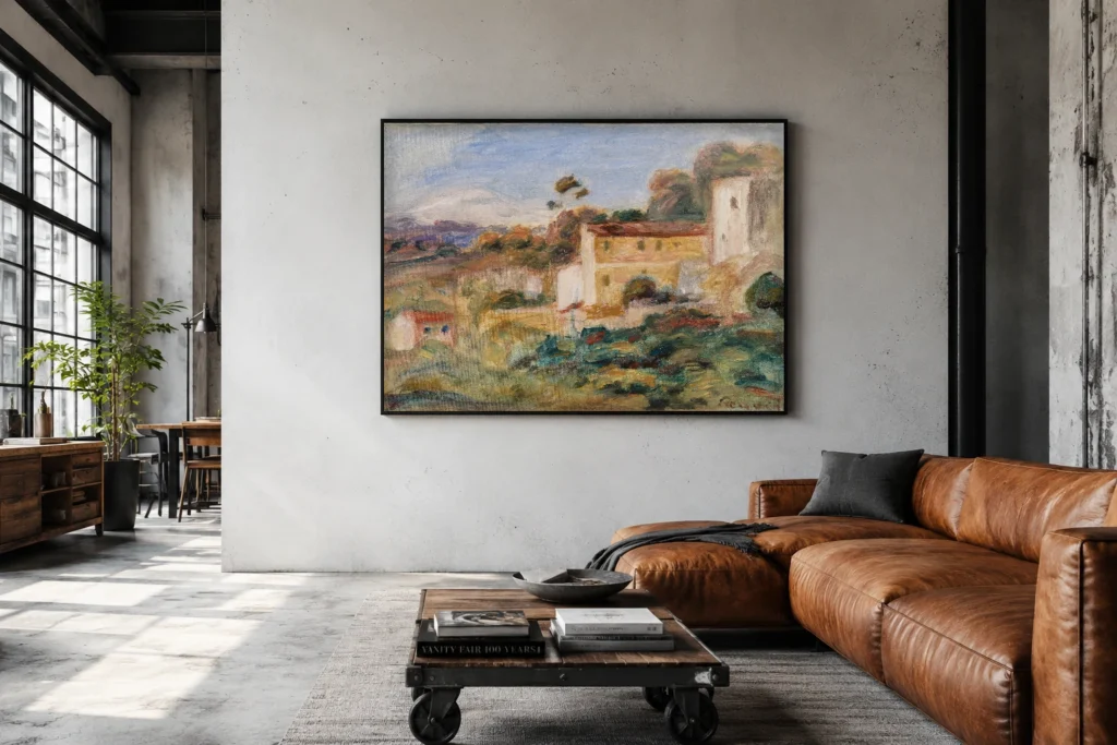 Framed print of Landscape (Paysage) hanging on a wall in a furnished room