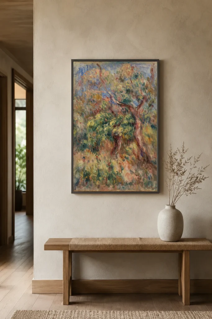 Framed print of Landscape (Paysage) hanging on a wall in a furnished room