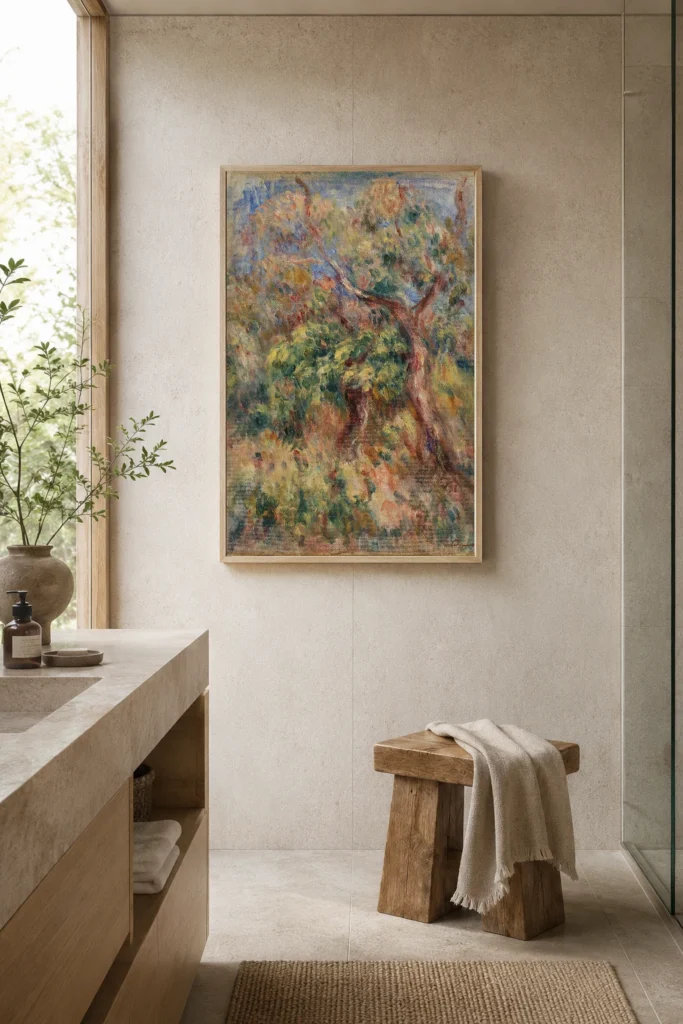 Framed print of Landscape (Paysage) hanging on a wall in a furnished room