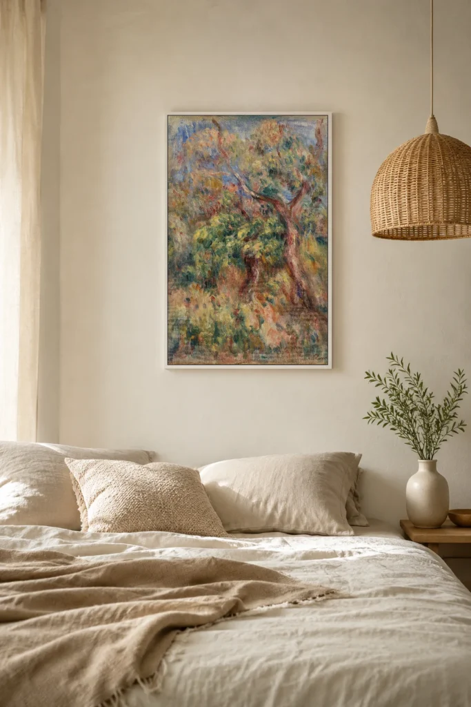 Framed print of Landscape (Paysage) hanging on a wall in a furnished room