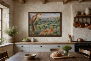 Framed print of Landscape (Paysage) hanging on a wall in a furnished room