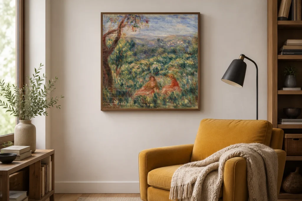 Framed print of Landscape (Paysage) hanging on a wall in a furnished room