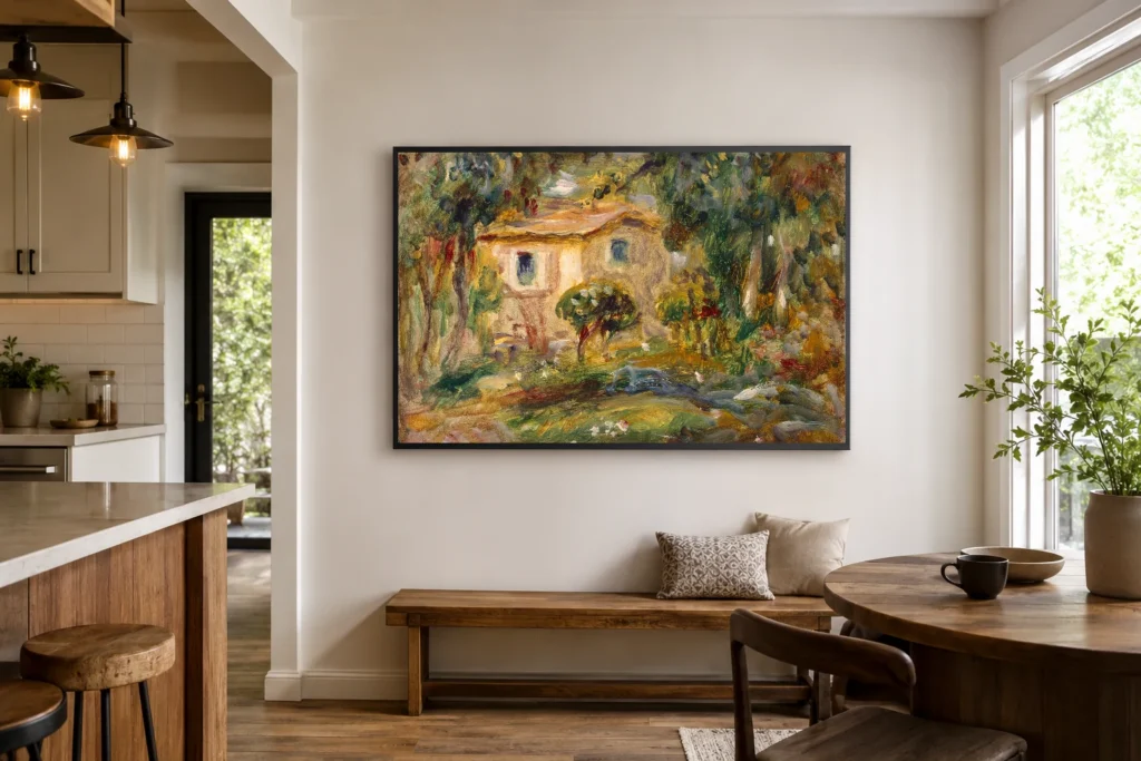 Framed print of Landscape. Le Cannet hanging on a wall in a furnished room