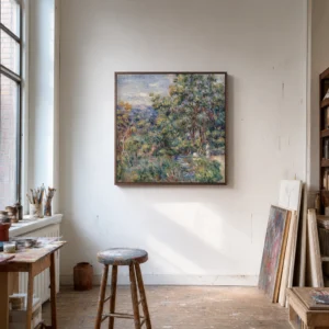 Framed print of Le Béal hanging on a wall in a furnished room