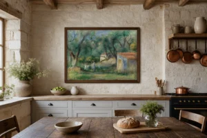 Framed print of Le Cannet hanging on a wall in a furnished room