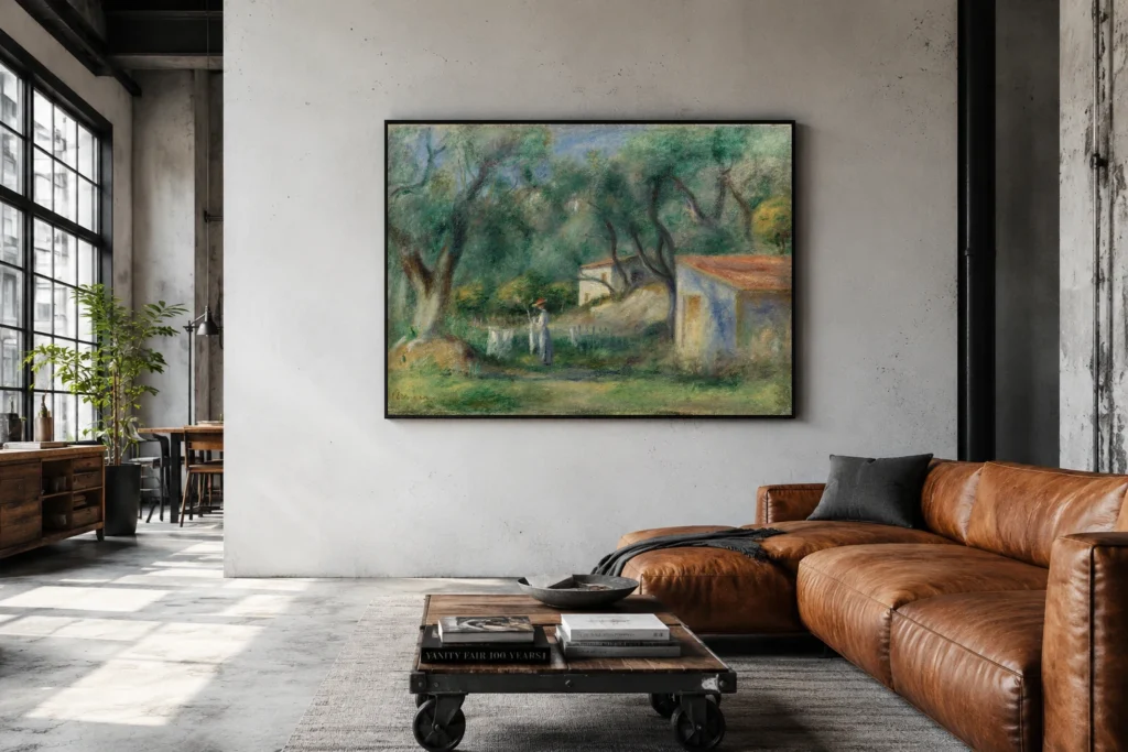 Framed print of Le Cannet hanging on a wall in a furnished room