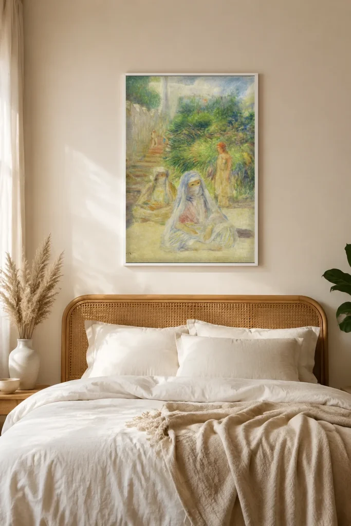 Framed print of The Staircase, Algiers hanging on a wall in a furnished room