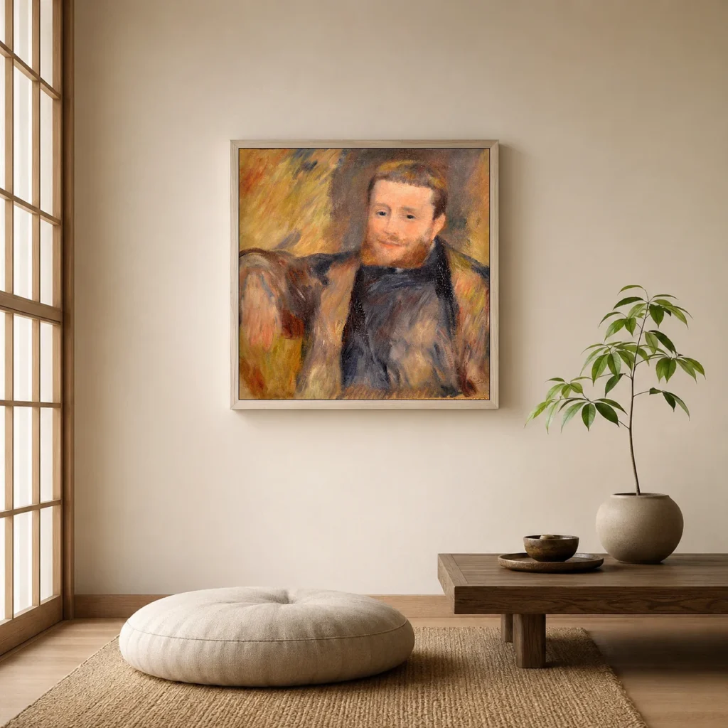 Framed print of M. Lestringuez hanging on a wall in a furnished room