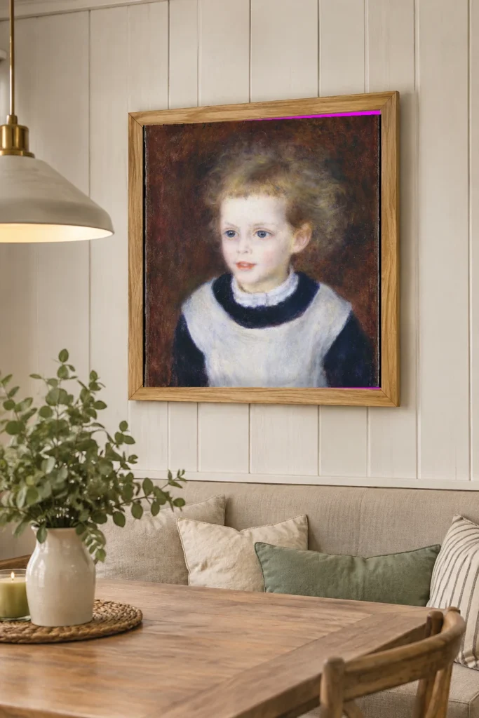 Framed print of Marguerite-Thérèse (Margot) Berard (1874–1956) hanging on a wall in a furnished room