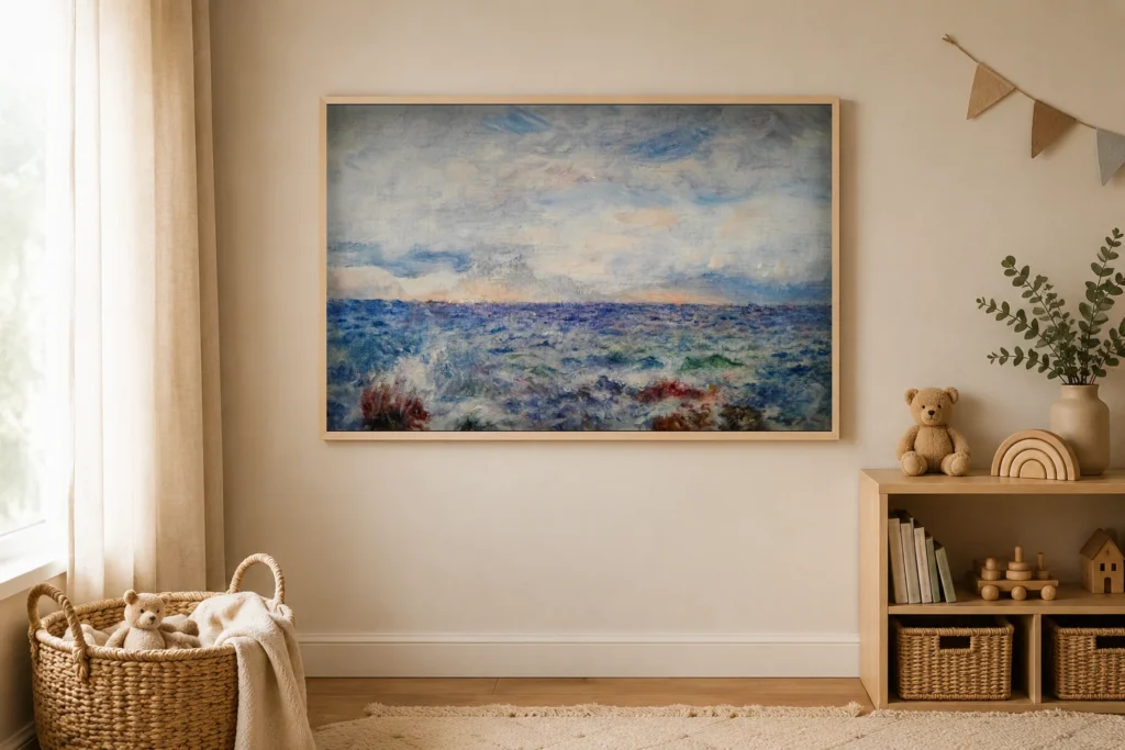 Framed print of Marine, Capri hanging on a wall in a furnished room
