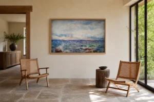 Framed print of Marine, Capri hanging on a wall in a furnished room
