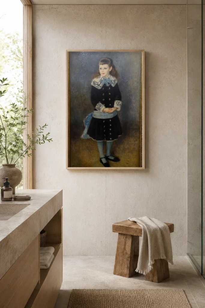 Framed print of Marthe Berard by Pierre-Auguste Renoir hanging on a wall in a furnished room