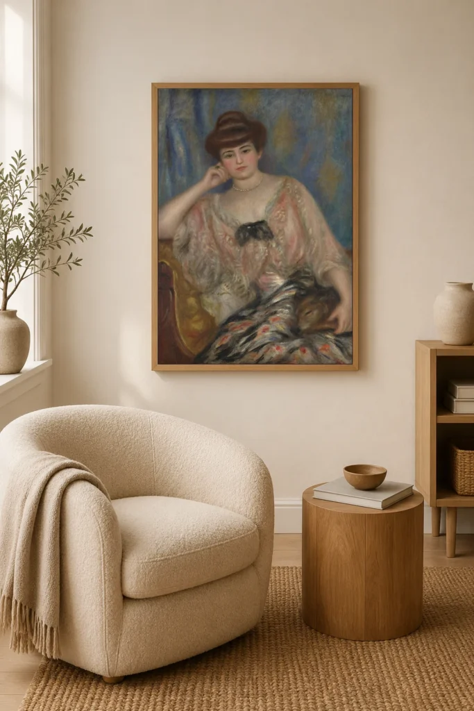 Framed print of Misia Sert hanging on a wall in a furnished room