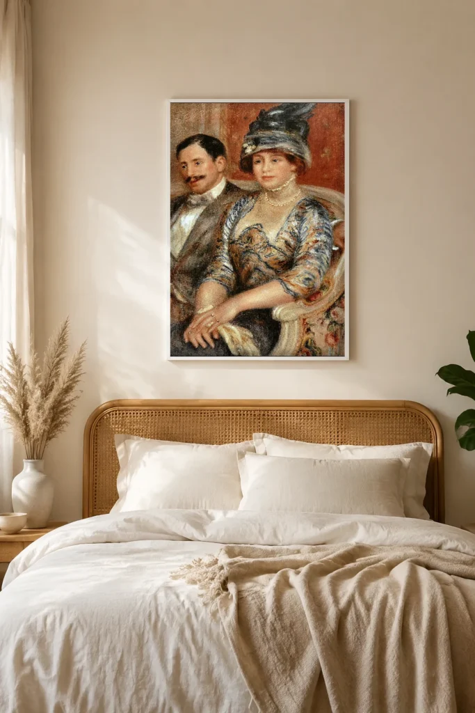 Framed print of Monsieur et Madame Bernheim de Villers hanging on a wall in a furnished room
