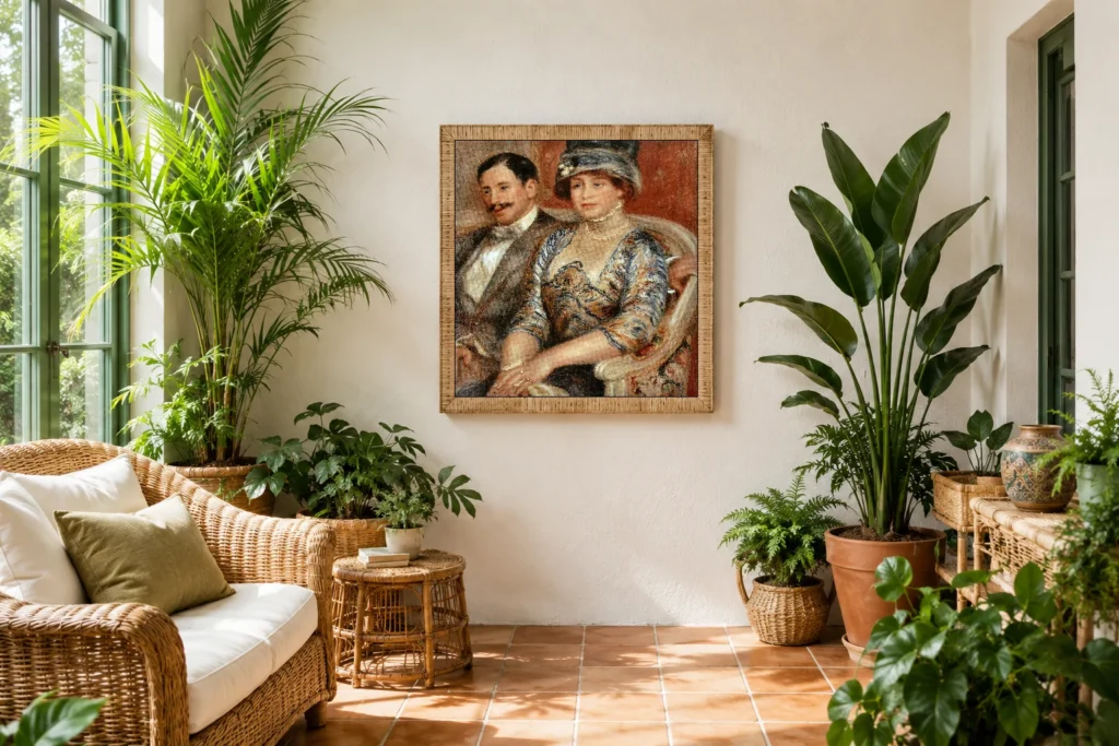 Framed print of Monsieur et Madame Bernheim de Villers hanging on a wall in a furnished room
