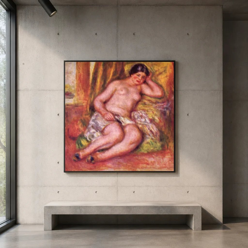 Framed print of Sleeping Odalisque hanging on a wall in a furnished room